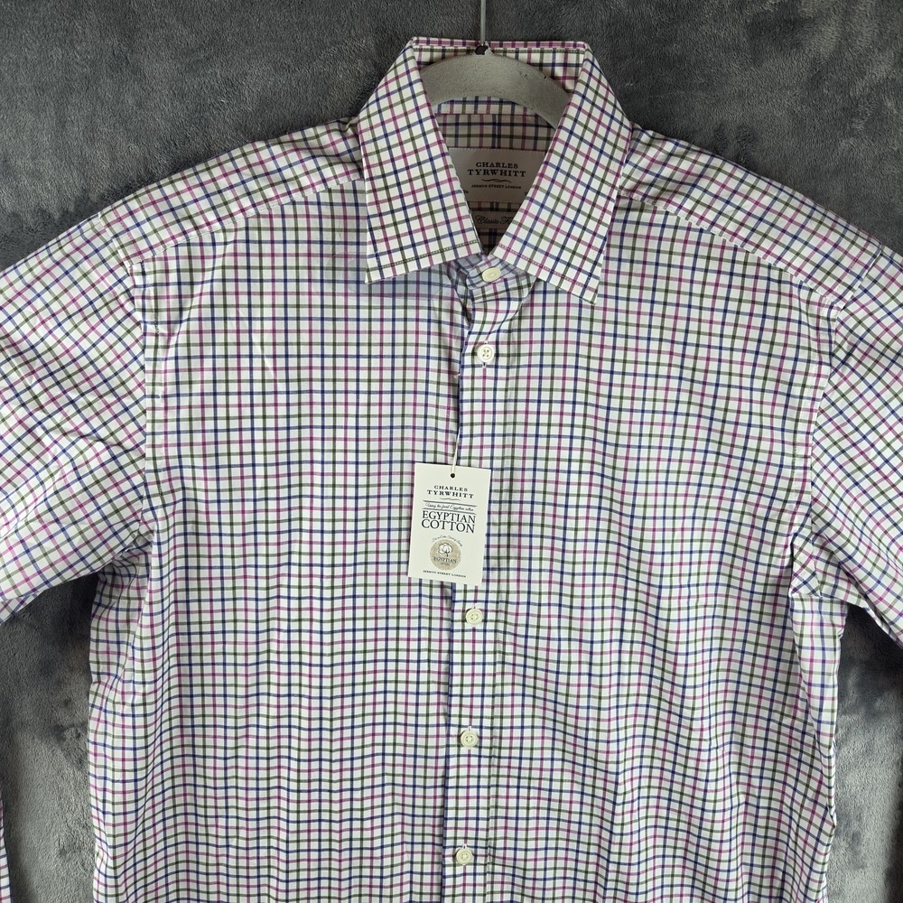 NWT Charles Tyrwhitt Egyptian Cotton Classic Fit Check Dress Shirt Men's 15.5/33